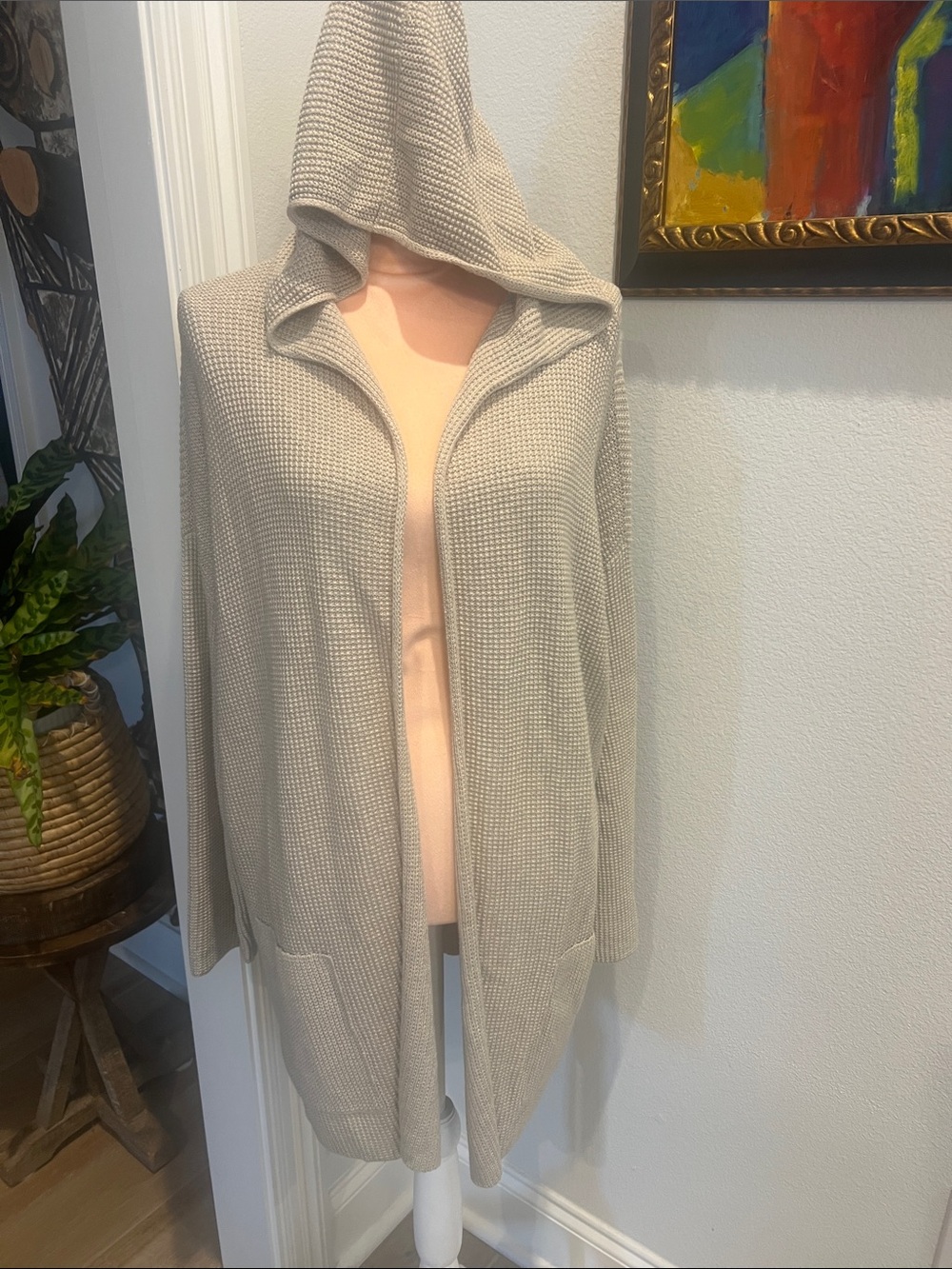 Eileen Fisher Hooded Open-Front Peruvian Organic Cotton Cardigan. Large NWT - Picture 4 of 15
